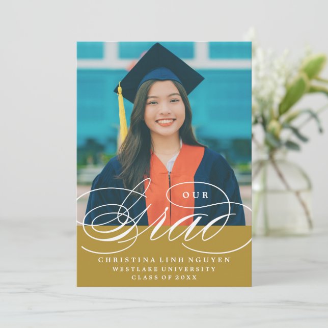 NUESTRO ELEGANTE GRADO SCRIPT | INVITACIÓN DE GRAD (Anverso de pie)