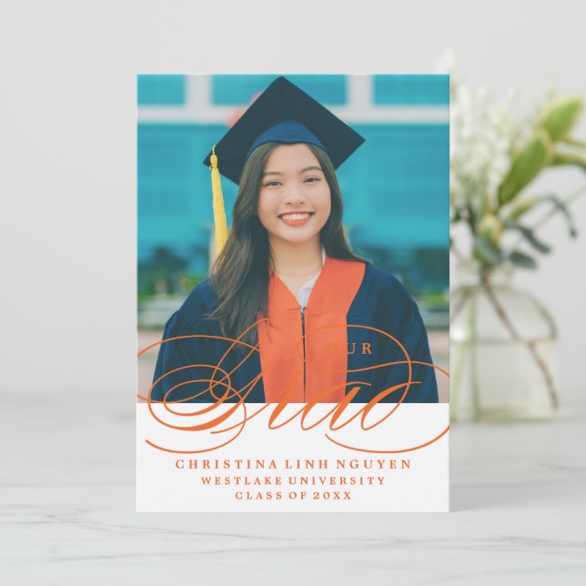 NUESTRO ELEGANTE GRADO SCRIPT | INVITACIÓN DE GRAD (Anverso de pie)