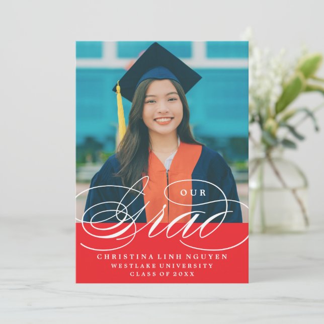 NUESTRO GRAD DE LETRA ELEGANTE | INVITACIÓN DE GRA (Anverso de pie)