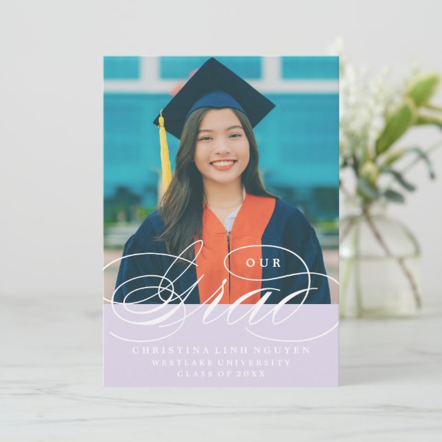 NUESTRO GRAD DE LETRA ELEGANTE | INVITACIÓN DE GRA (Anverso de pie)