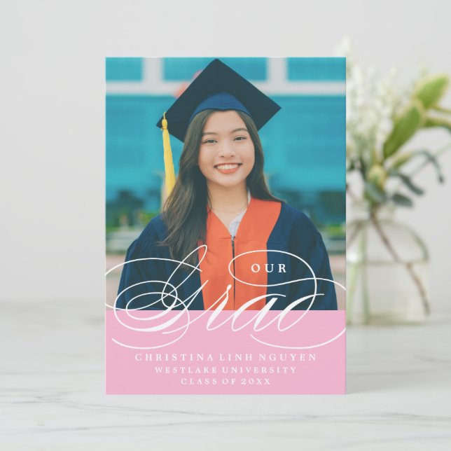 NUESTRO GRAD DE LETRA ELEGANTE | INVITACIÓN DE GRA (Anverso de pie)