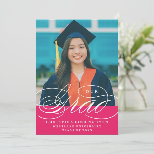 NUESTRO GRAD DE LETRA ELEGANTE | INVITACIÓN DE GRA (Anverso de pie)