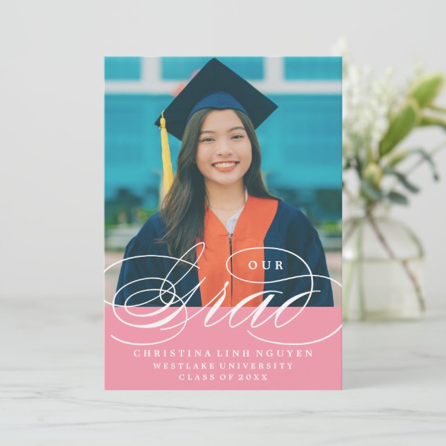 NUESTRO GRAD DE LETRA ELEGANTE | INVITACIÓN DE GRA (Anverso de pie)