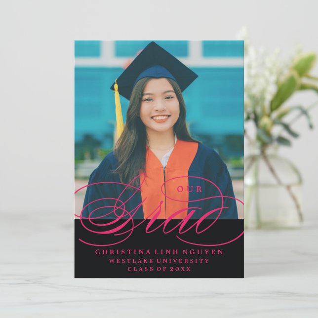 NUESTRO GRAD DE LETRA ELEGANTE | INVITACIÓN DE GRA (Anverso de pie)