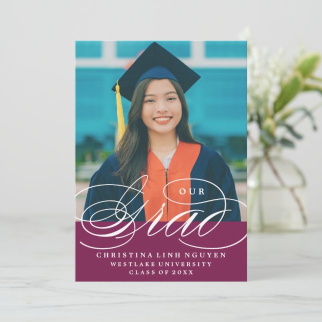 NUESTRO GRAD DE LETRA ELEGANTE | INVITACIÓN DE GRA (Anverso de pie)