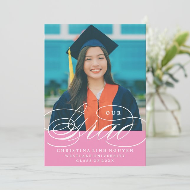 NUESTRO GRAD DE LETRA ELEGANTE | INVITACIÓN DE GRA (Anverso de pie)