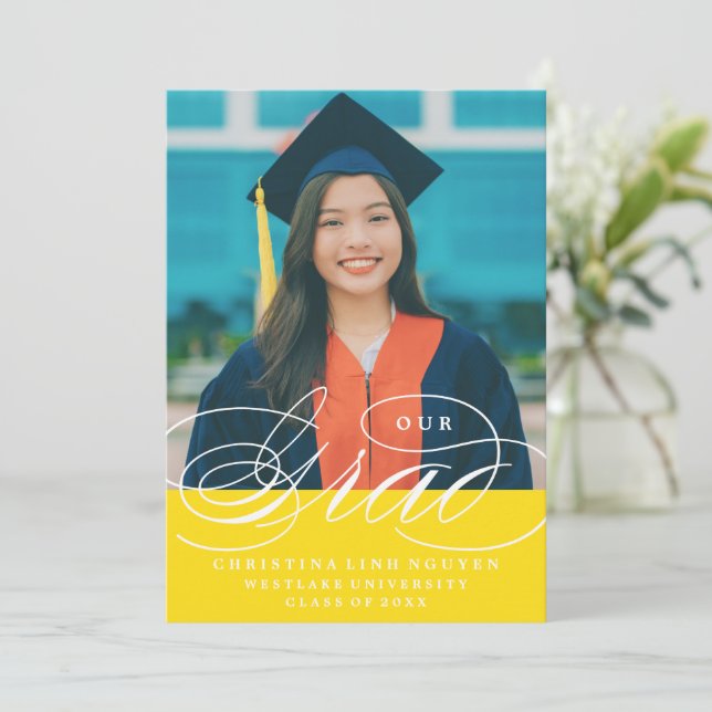 NUESTRO GRAD DE LETRA ELEGANTE | INVITACIÓN DE GRA (Anverso de pie)