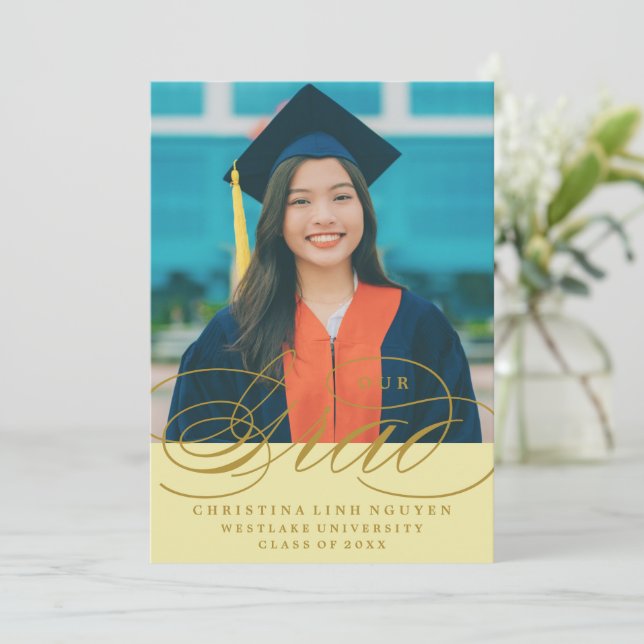 NUESTRO GRAD DE LETRA ELEGANTE | INVITACIÓN DE GRA (Anverso de pie)