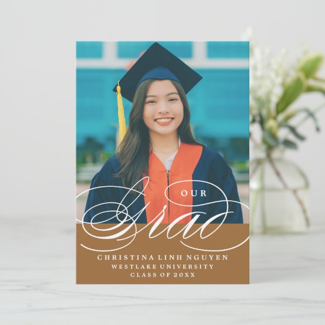 NUESTRO GRAD DE LETRA ELEGANTE | INVITACIÓN DE GRA (Anverso de pie)