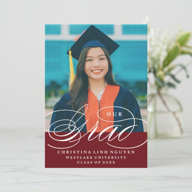 NUESTRO GRAD DE LETRA ELEGANTE | INVITACIÓN DE GRA (Anverso de pie)