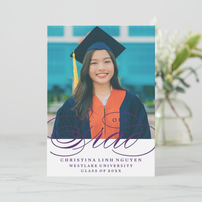 NUESTRO GRAD DE LETRA ELEGANTE | INVITACIÓN DE GRA (Anverso de pie)