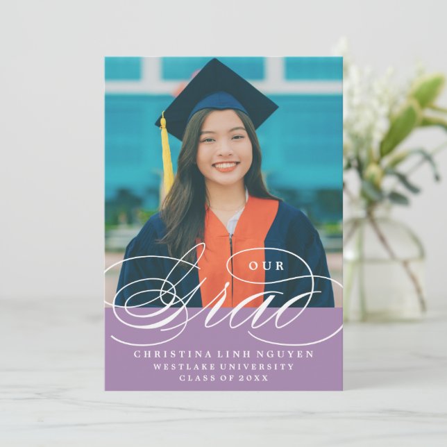 NUESTRO GRAD DE LETRA ELEGANTE | INVITACIÓN DE GRA (Anverso de pie)