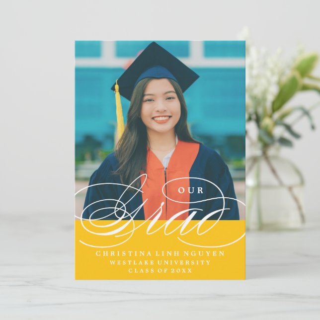 NUESTRO GRAD DE LETRA ELEGANTE | INVITACIÓN DE GRA (Anverso de pie)