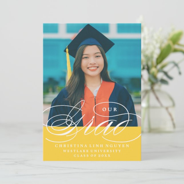 NUESTRO GRAD DE LETRA ELEGANTE | INVITACIÓN DE GRA (Anverso de pie)