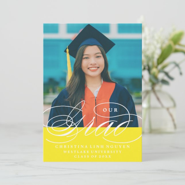 NUestro GRAD SCRIPT ELEGANTE | INVITACIÓN DE GRADU (Anverso de pie)