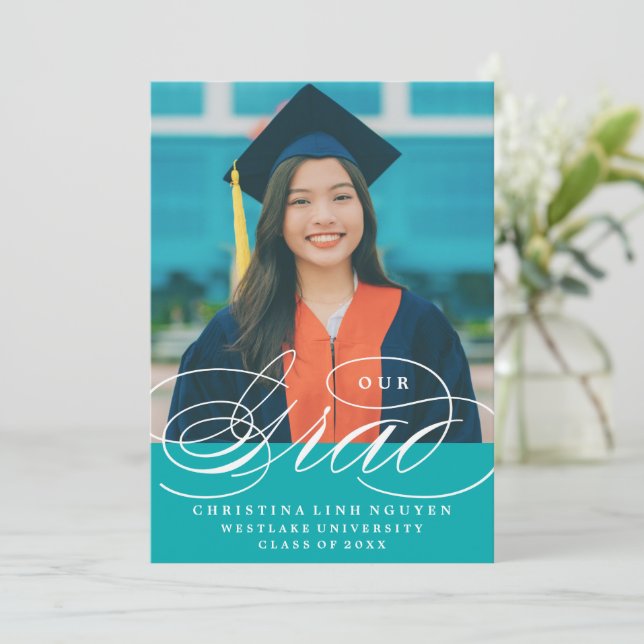 NUestro GRAD SCRIPT ELEGANTE | INVITACIÓN DE GRADU (Anverso de pie)