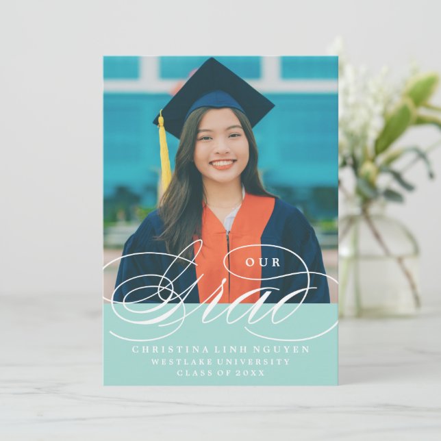 NUestro GRAD SCRIPT ELEGANTE | INVITACIÓN DE GRADU (Anverso de pie)