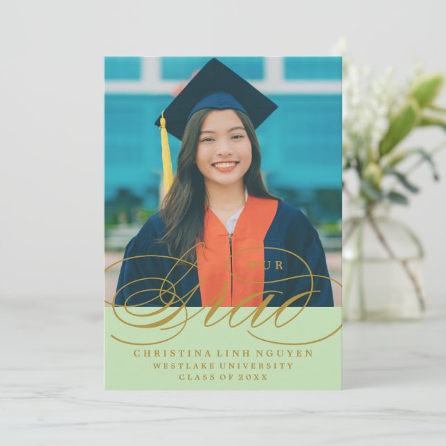 NUestro GRAD SCRIPT ELEGANTE | INVITACIÓN DE GRADU (Anverso de pie)