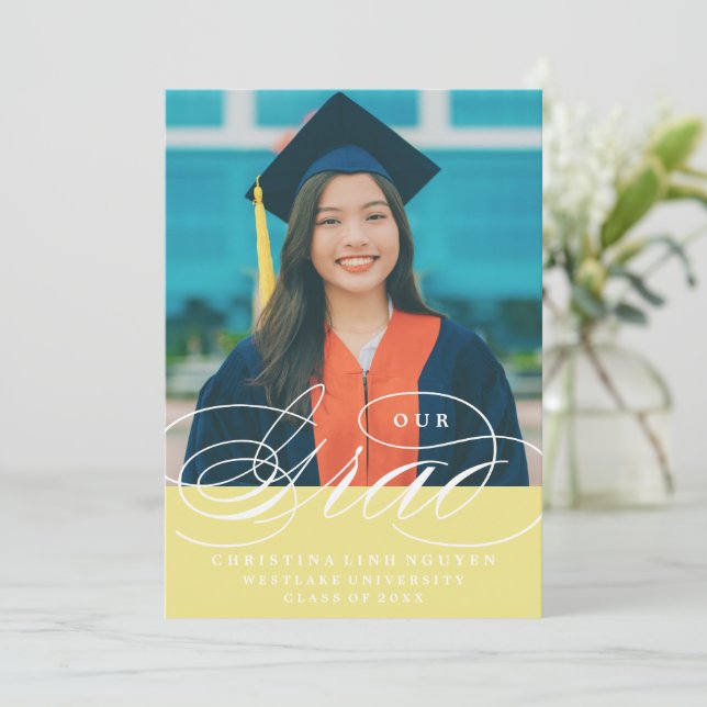 NUestro GRAD SCRIPT ELEGANTE | INVITACIÓN DE GRADU (Anverso de pie)