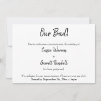 "¡Nuestro Mal!" Invitación Boda pospuesta