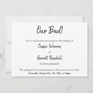 "¡Nuestro Mal!" Invitación Boda pospuesta