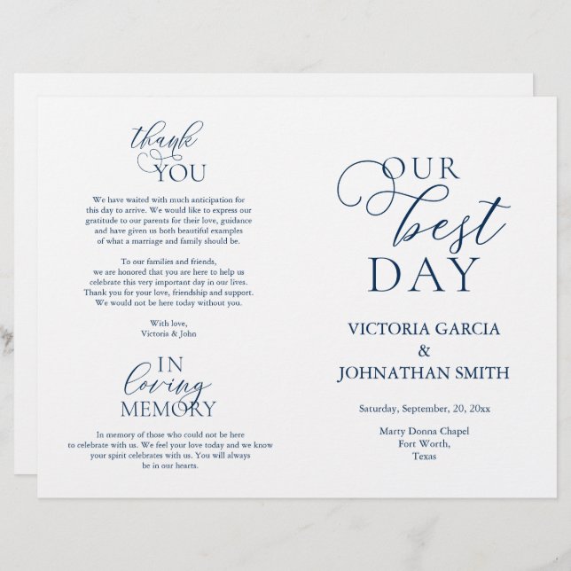 Nuestro mejor día, Boda Ceremonia Programas Accesi (Anverso / Reverso)