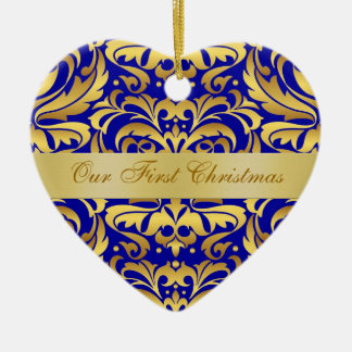 Nuestro ornamento azul del damasco del oro del