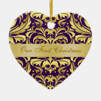 Nuestro ornamento púrpura del damasco del oro del