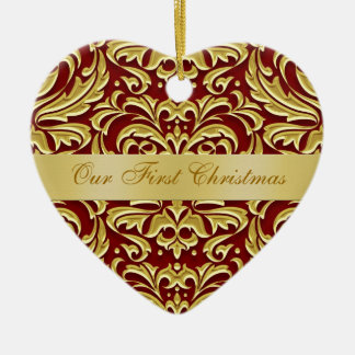 Nuestro ornamento rojo del damasco del oro del