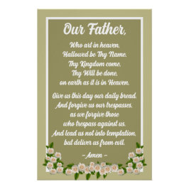 Nuestro Padre Orando Matthew 6:9-13 Poster de oro