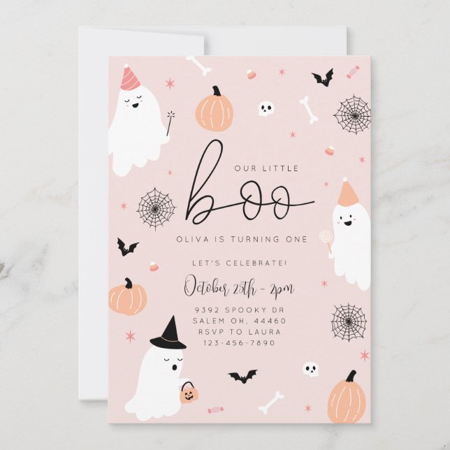 Nuestro Pequeño Boo - Invitación de Halloween de p (Anverso)