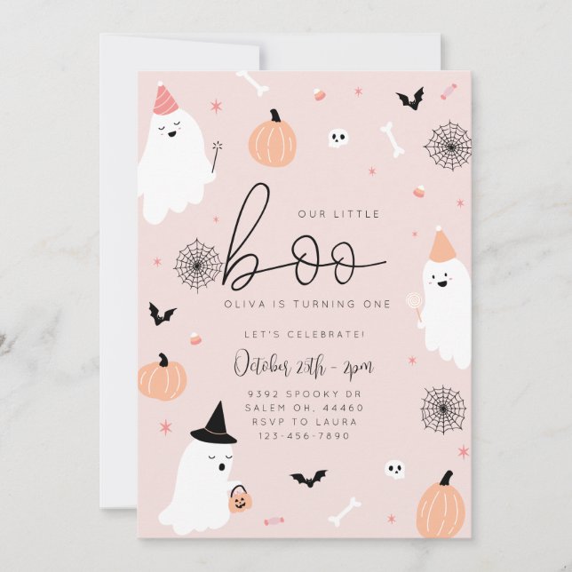 Nuestro Pequeño Boo - Invitación de Halloween de p (Anverso)