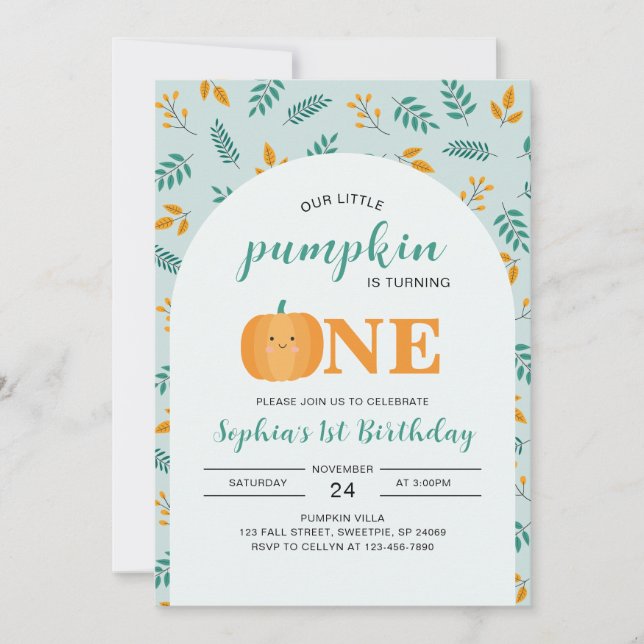 Nuestro pequeño calabaza primer cumpleaños (Anverso)