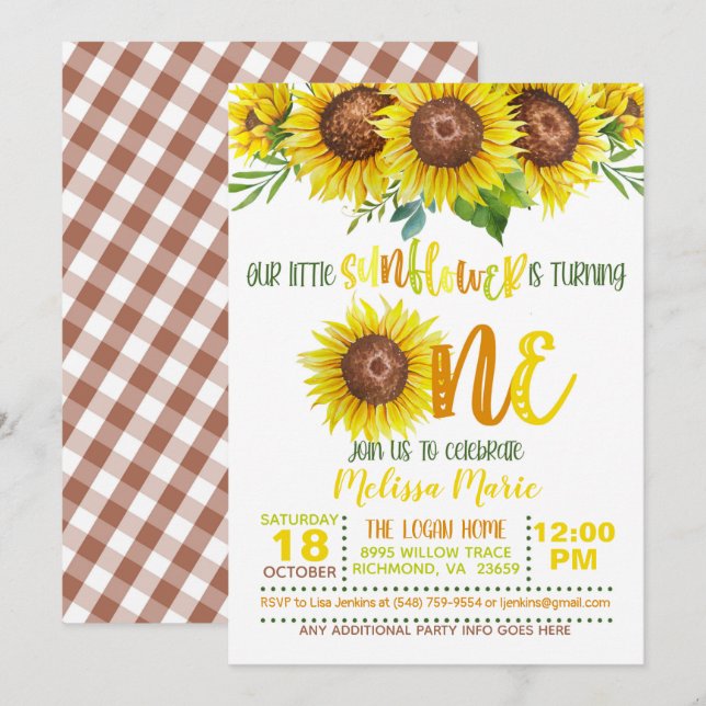 Nuestro pequeño girasol vuelve una invitación (Anverso / Reverso)