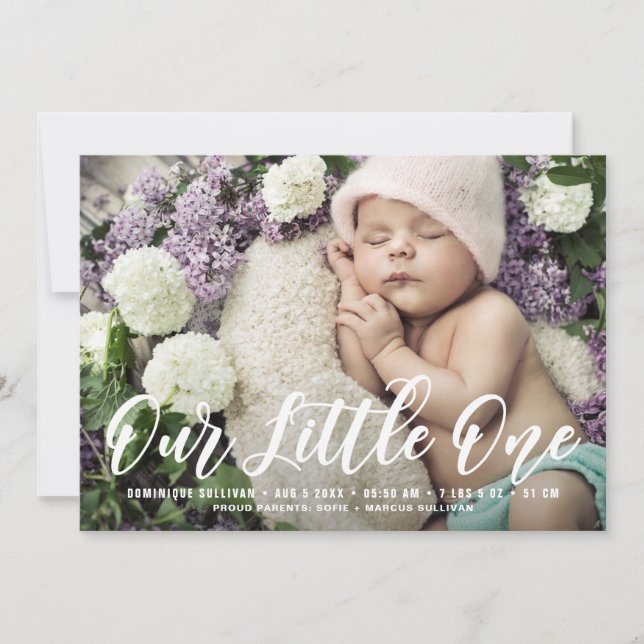 Nuestro Pequeño Mano Dio Anuncio De Nacimiento (Anverso)