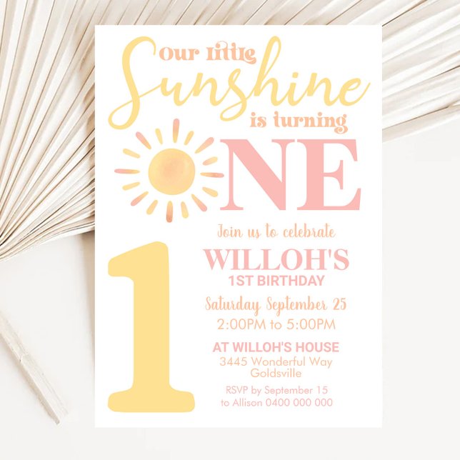 Nuestro pequeño Sunshine 1er cumpleaños Invitación (SUNSHINE 1st Birthday Invitation Editable Our little Sunshine Invitation Digital Boho Sun First)