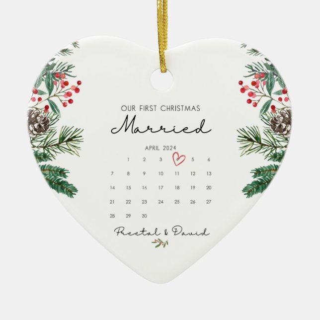 Nuestro primer ornamento casado de Navidad (Frente)