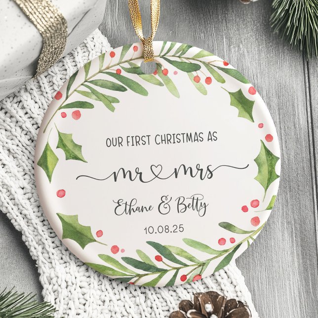 Nuestro primer Ornamento Casado de Navidad Sr.&Mrs (Our First Christmas Married Ornament)