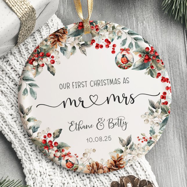 Nuestro primer Ornamento Casado de Navidad Sr.&Mrs (Our First Christmas Married Ornament)