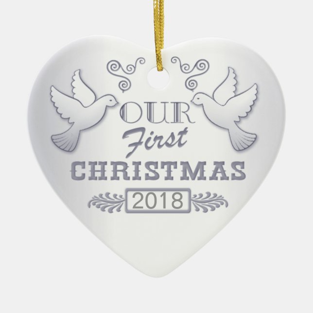 Nuestro primer ornamento cerámico de aves amorosas (Frente)