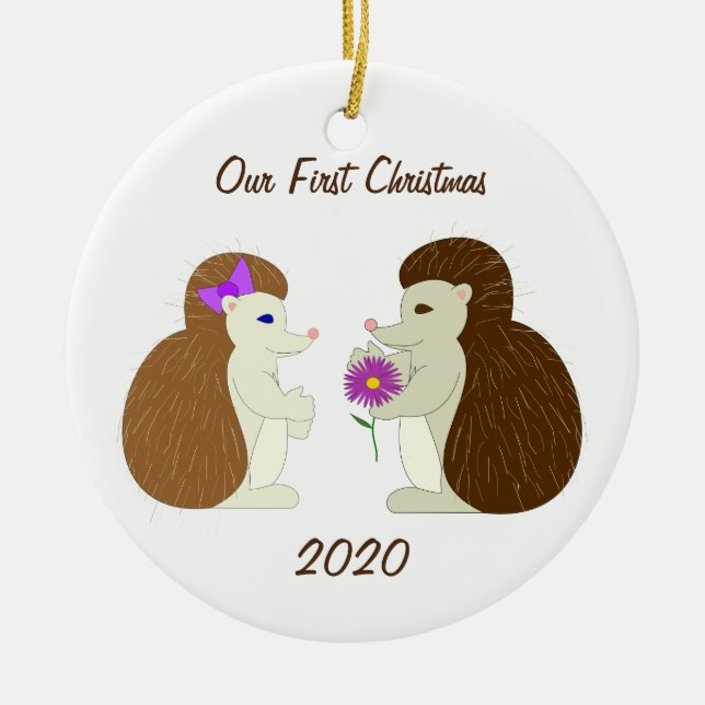 Nuestro primer ornamento del erizo del navidad (Frente)