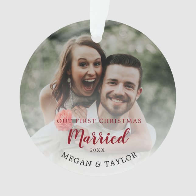 Nuestro primer ornamento floral casado de Navidad (Anverso)