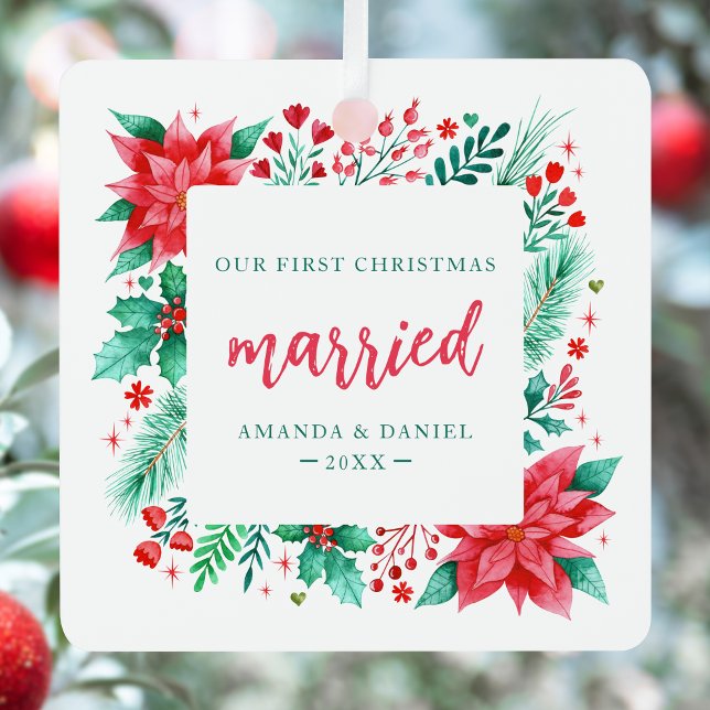 Nuestro primer ornamento navideño de acuarela casa (Our First Christmas Married Watercolor Ornament)
