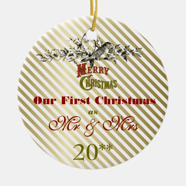 Nuestro primer ornamento retro del navidad junto (Frente)