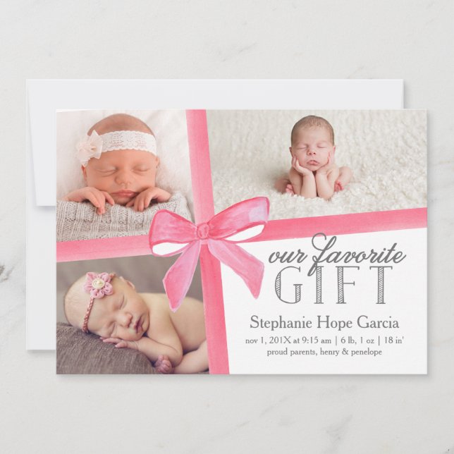 Nuestro regalo favorito anuncio de nacimiento prim (Anverso)