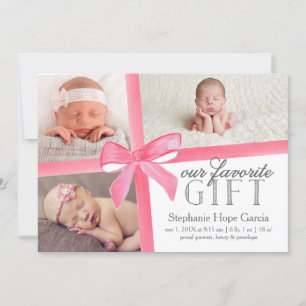 Nuestro regalo favorito anuncio de nacimiento prim