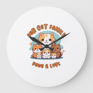 "Nuestro reloj de pared Familia de gatos Patas y A