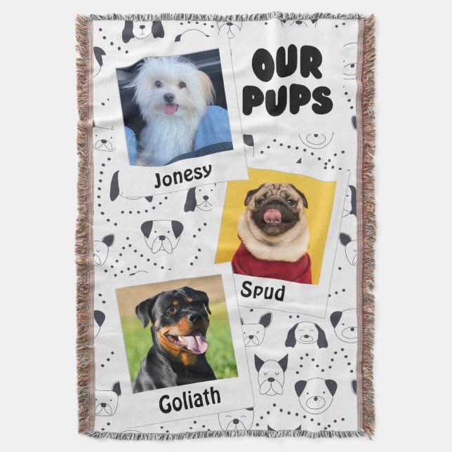 Nuestros Cachorros Manta de Perro Personalizada de (Frente vertical)