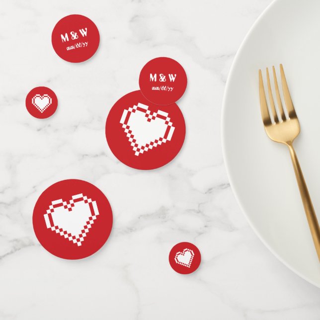 Nuestros Corazones de 8 Bits en Confeti de Mesa de (Grupo)