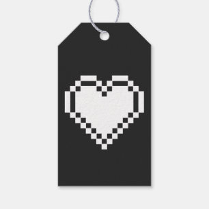 Nuestros corazones de 8 bits en etiqueta de regalo